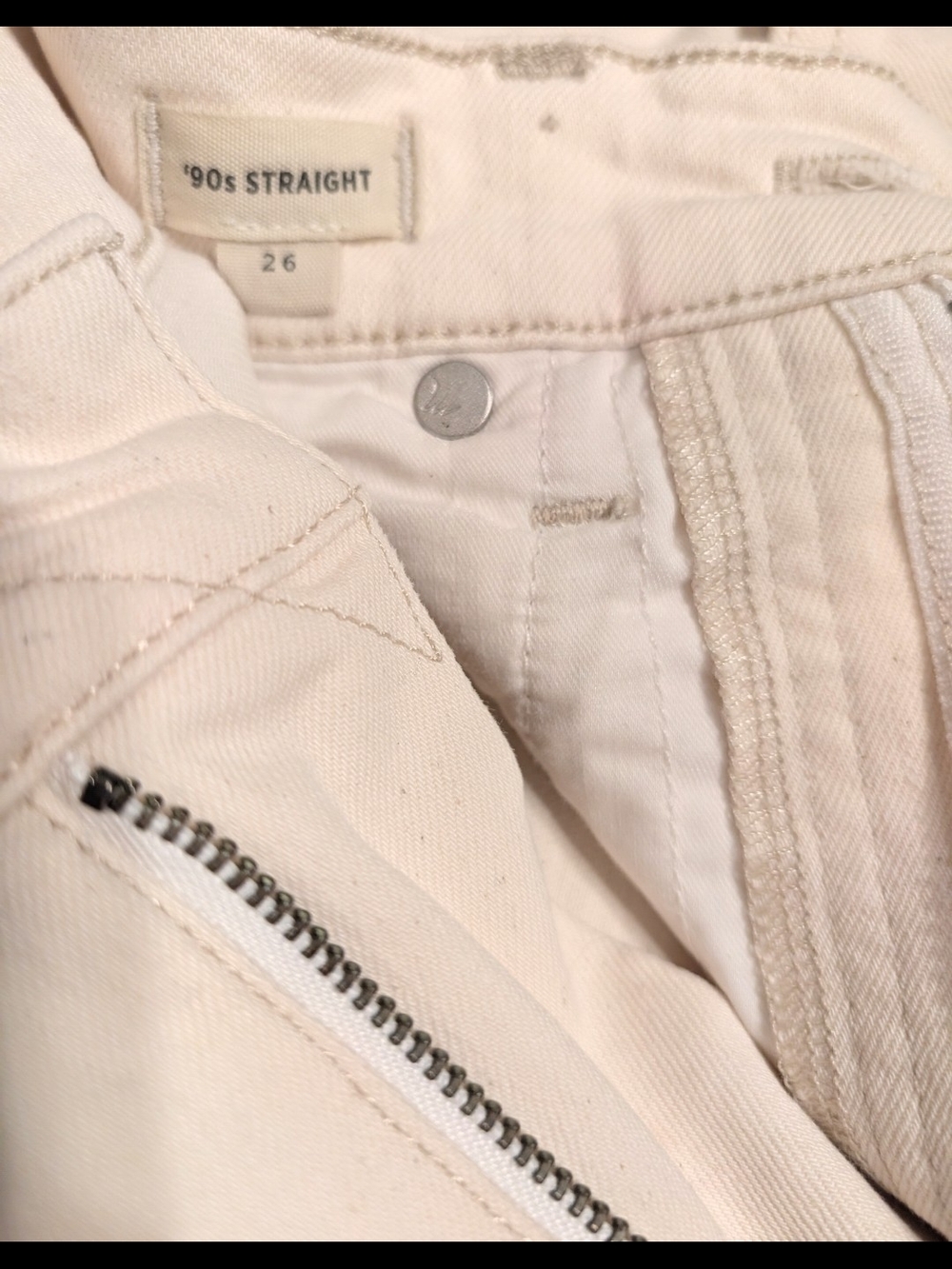 Madewell High-Rise 90s Straight Jeans, Size 26, Cream Color - Picture 7 of 11